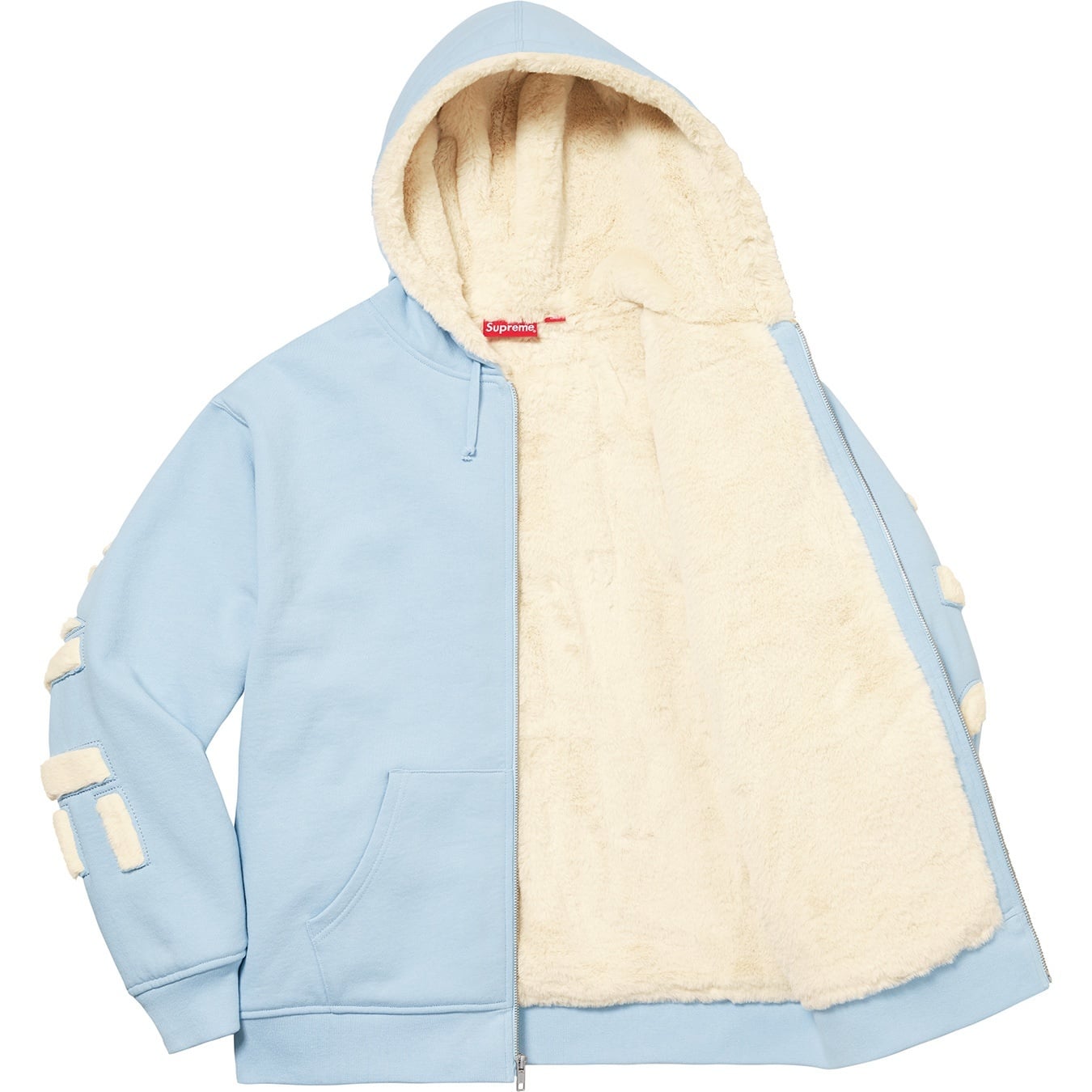 Faux Fur Lined Zip Up Hooded Sweatshirt view 6
